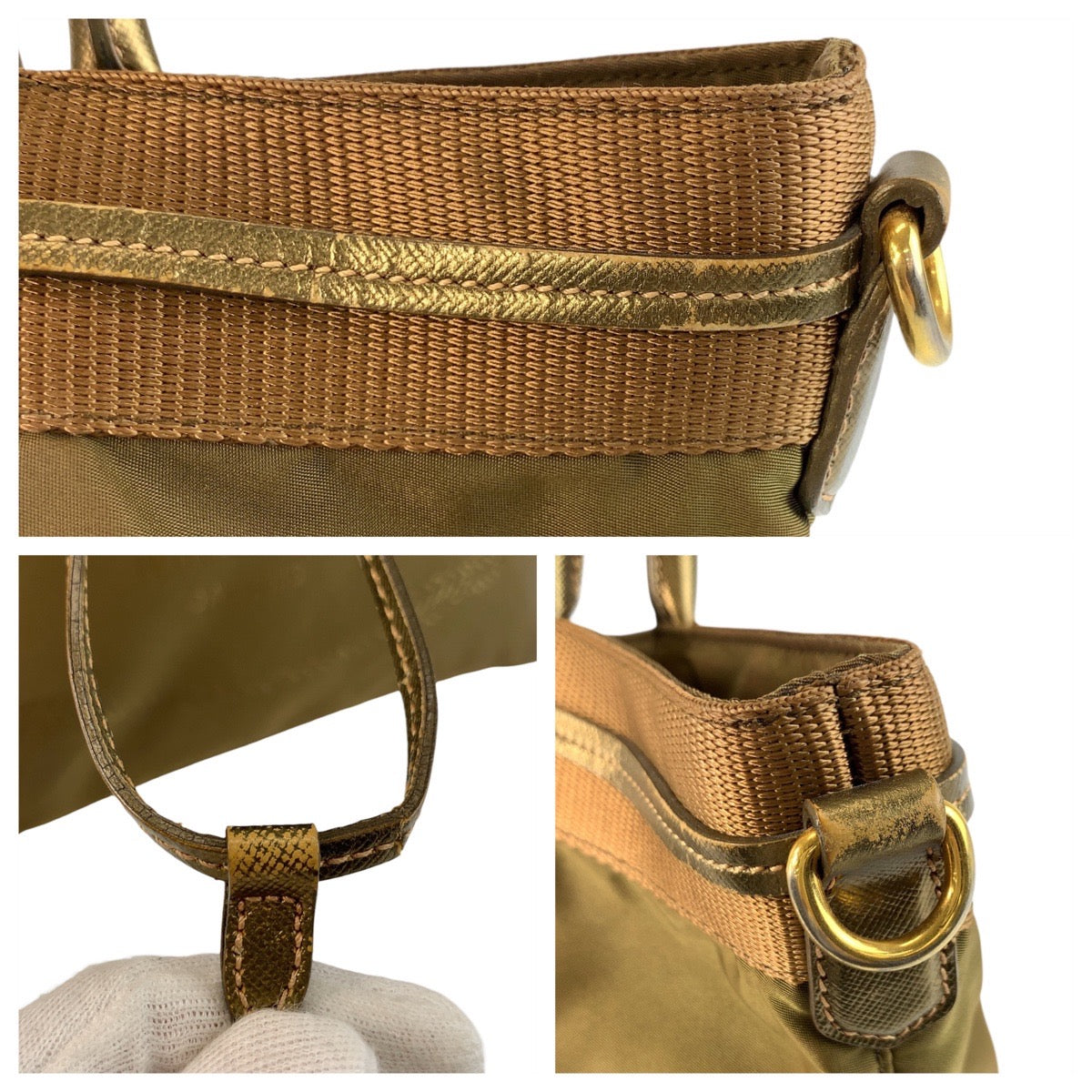 20863
PRADA プラダ カーキ ナイロン 31 トートバッグ ハンドバッグ レディース AB30