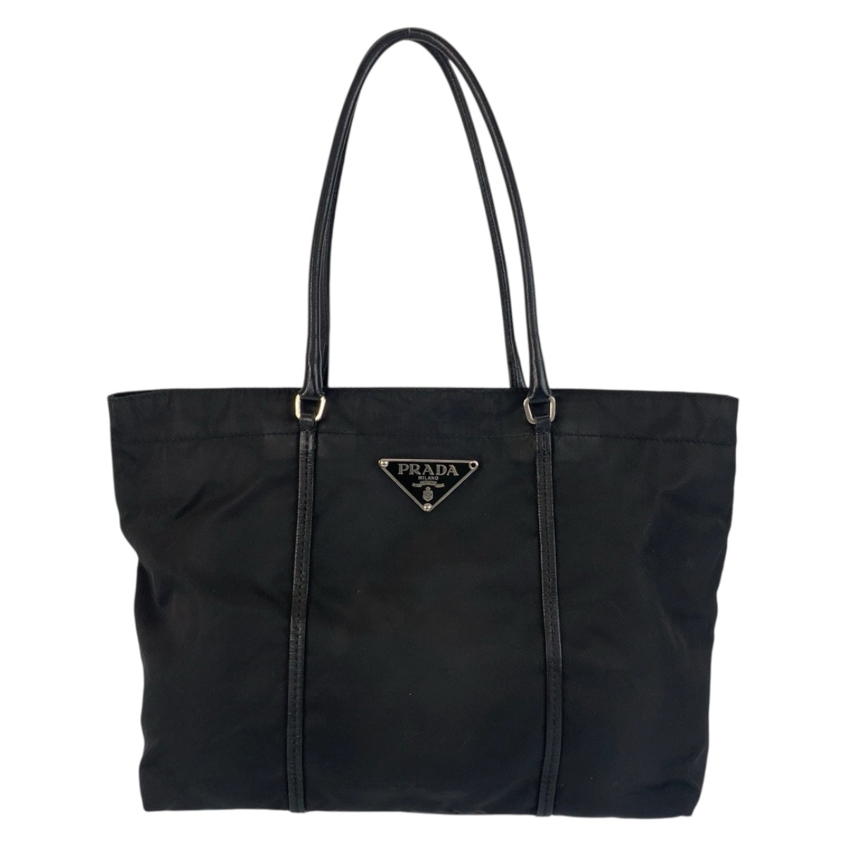 20864
PRADA プラダ テスート 三角ロゴプレート ブラック 黒 シルバー金具 ナイロン / レザー トートバッグ ショルダーバッグ レディース ABP30