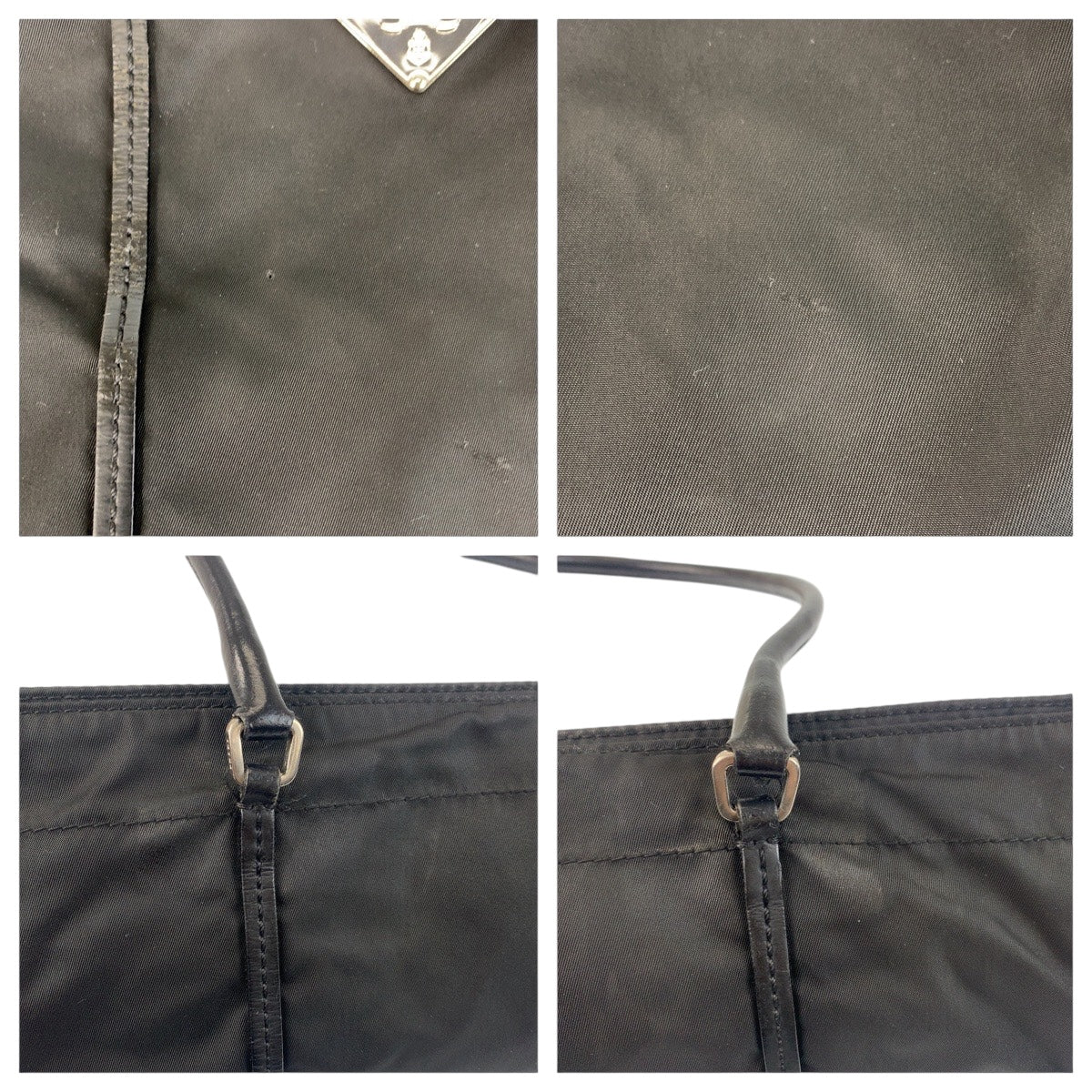 20864
PRADA プラダ テスート 三角ロゴプレート ブラック 黒 シルバー金具 ナイロン / レザー トートバッグ ショルダーバッグ レディース ABP30