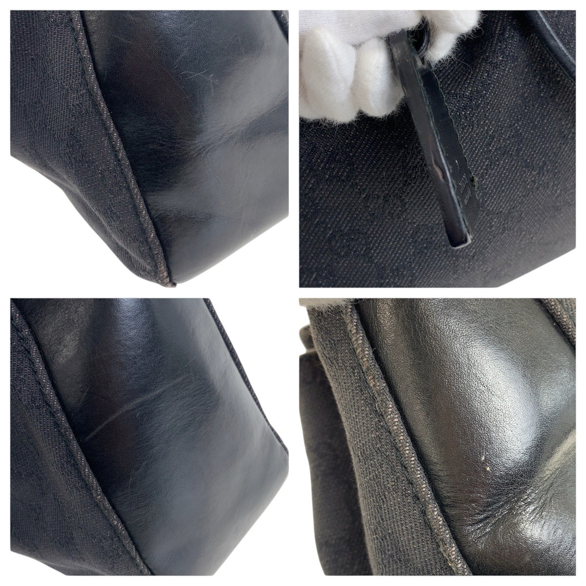 20867
GUCCI グッチ ブラック 黒 シルバー金具 GGキャンバス / レザー 101920 トートバッグ ショルダーバッグ レディース AB28