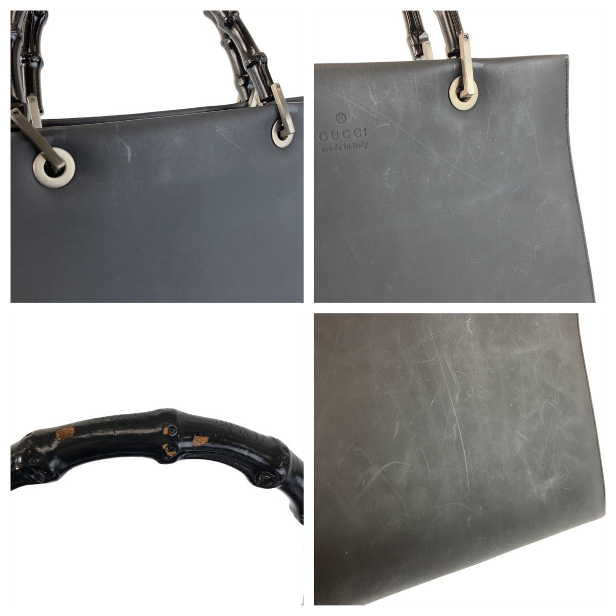 20868
GUCCI グッチ バンブー ブラック 黒 レザー 002 1010 ハンドバッグ トートバッグ レディース AB32