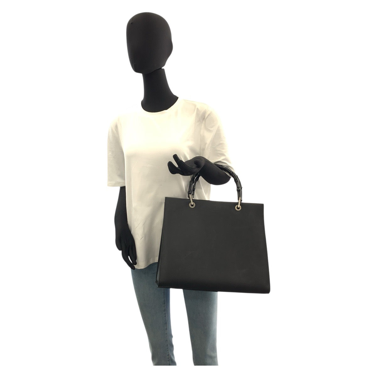 20868
GUCCI グッチ バンブー ブラック 黒 レザー 002 1010 ハンドバッグ トートバッグ レディース AB32