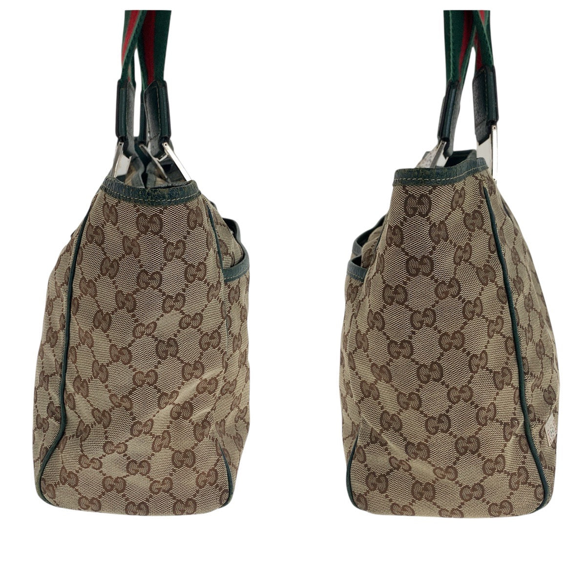 20870
GUCCI グッチ シェリーライン ベージュ グリーン シルバー金具 GGキャンバス / レザー 145758 トートバッグ ショルダーバッグ レディース AB21
