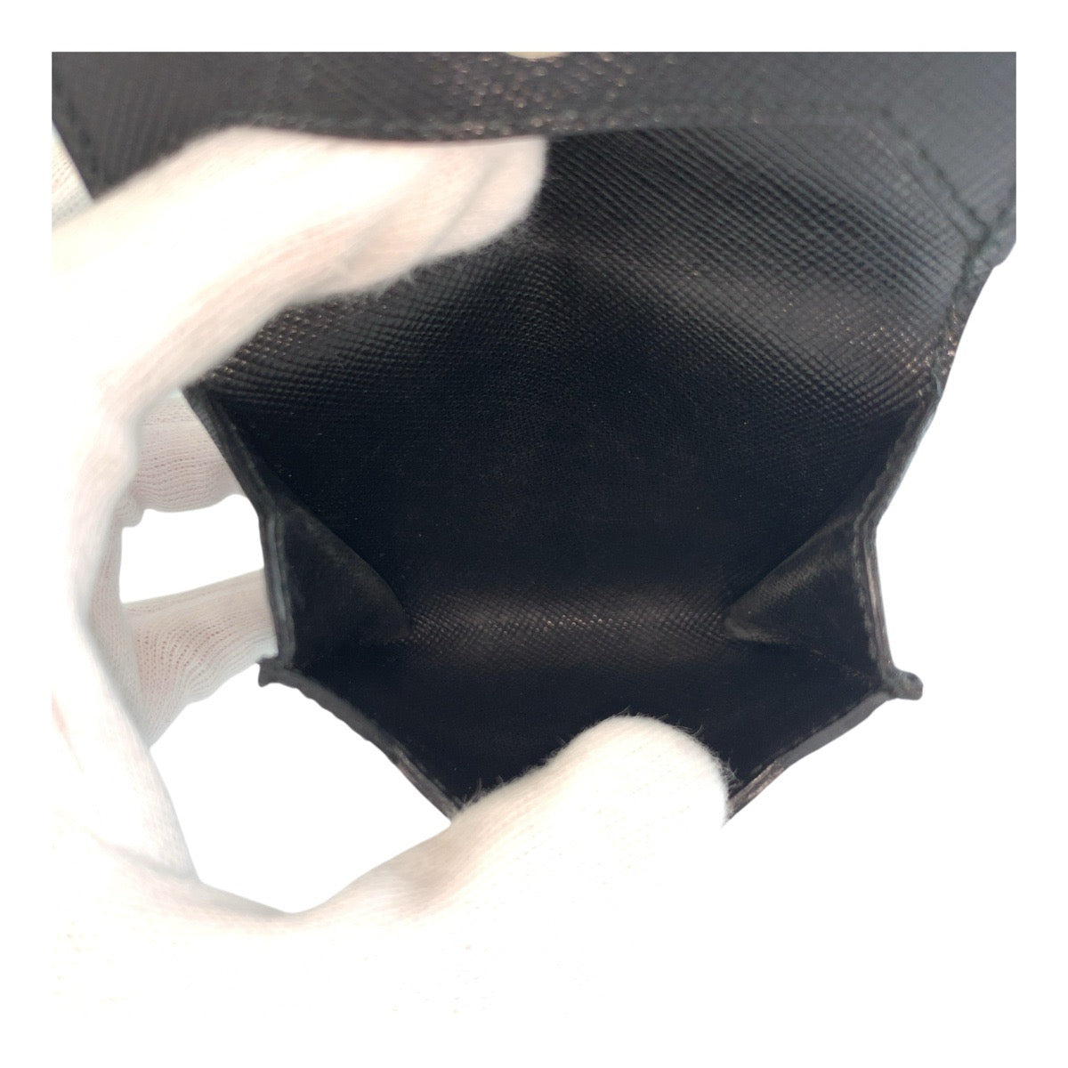 20872
PRADA プラダ サフィアーノ ブラック 黒 シルバー金具 レザー コインケース 小銭入れ メンズ A16