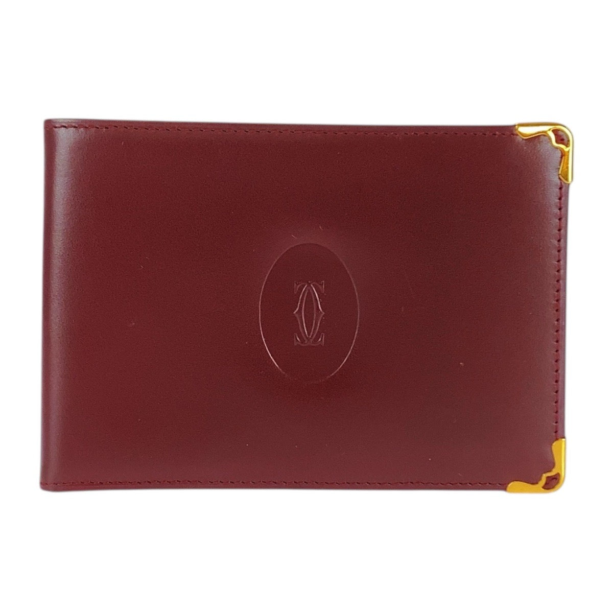 20873
CARTIER カルティエ マストライン ワインレッド ボルドー ゴールド金具 レザー 札入れ 折り財布 コンパクトウォレット レディース A14