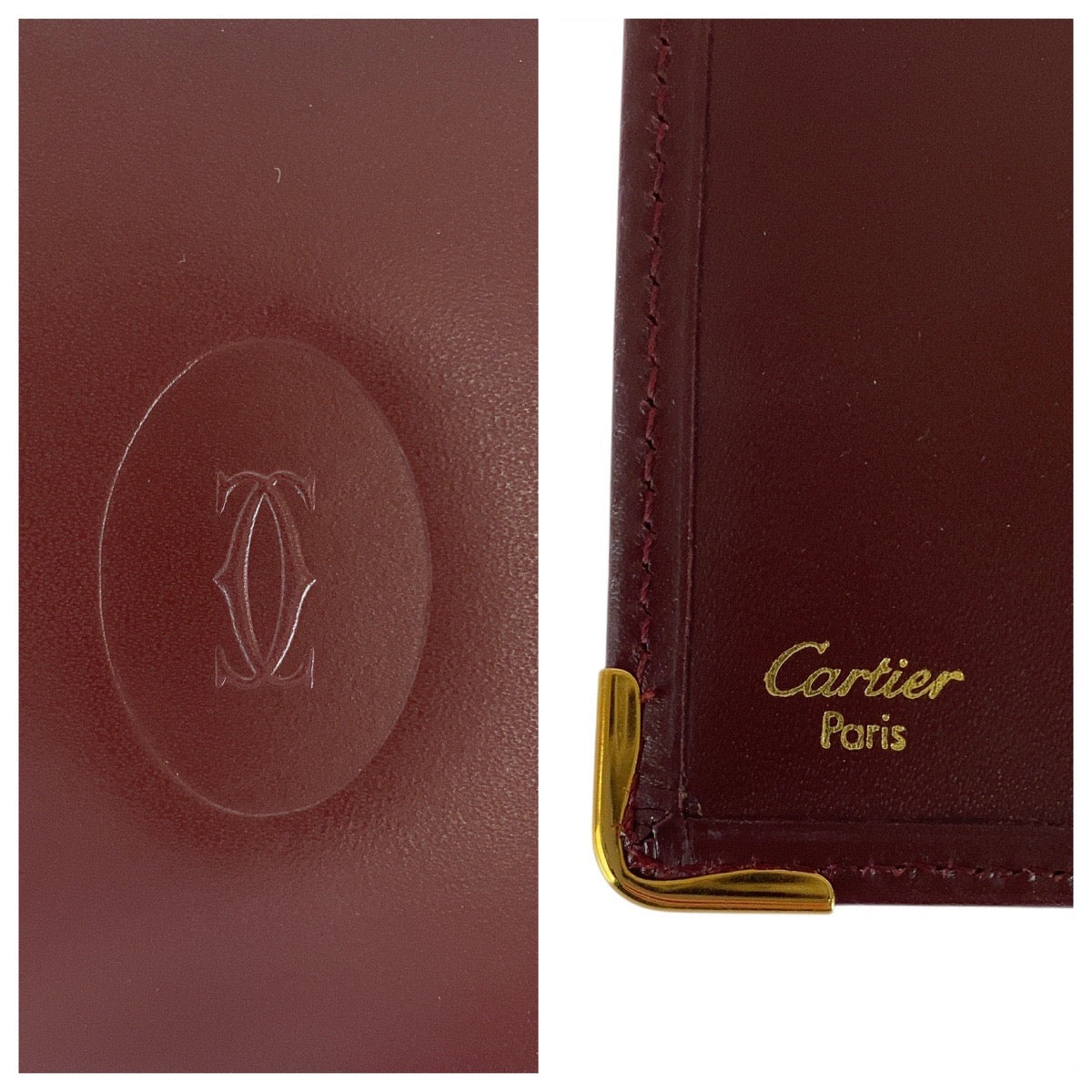 20873
CARTIER カルティエ マストライン ワインレッド ボルドー ゴールド金具 レザー 札入れ 折り財布 コンパクトウォレット レディース A14