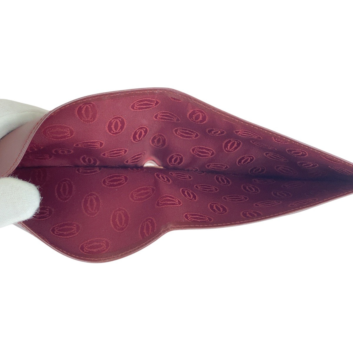 20873
CARTIER カルティエ マストライン ワインレッド ボルドー ゴールド金具 レザー 札入れ 折り財布 コンパクトウォレット レディース A14