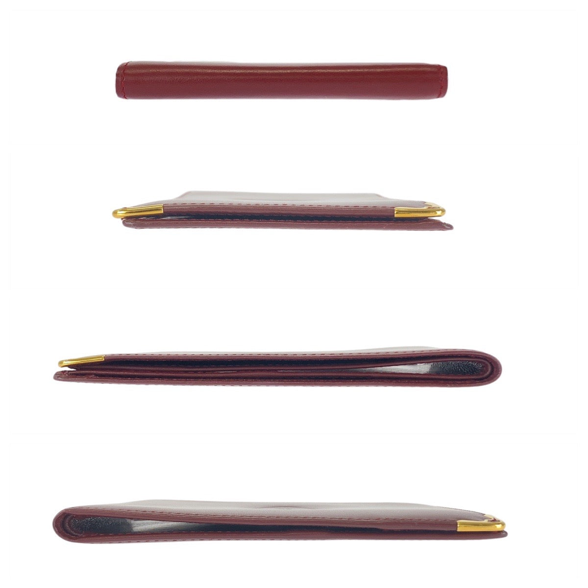 20873
CARTIER カルティエ マストライン ワインレッド ボルドー ゴールド金具 レザー 札入れ 折り財布 コンパクトウォレット レディース A14