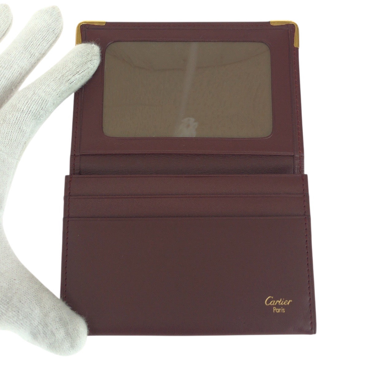 20874
CARTIER カルティエ マストライン ワインレッド ボルドー ゴールド金具 レザー カードケース 名刺入れ 男女兼用 レディース A16