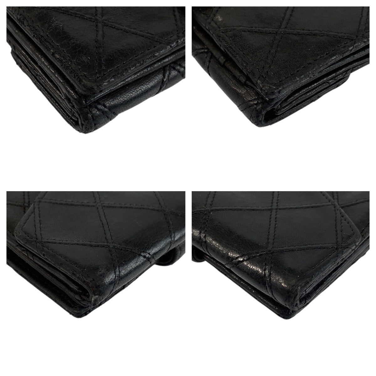 20875
CHANEL シャネル ビコローレ ココマーク ブラック 黒 ゴールド金具 ラムスキン 折財布 コンパクトウォレット レディース AB16