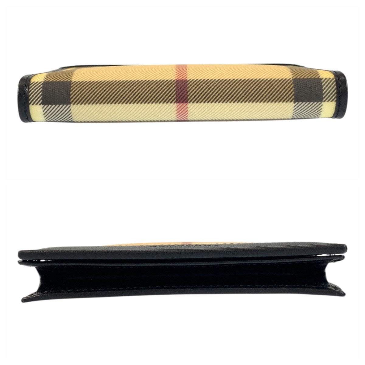 20876
BURBERRY バーバリー チェック柄 ベージュ ブラック 黒 PVC カードケース 名刺入れ レディース A14