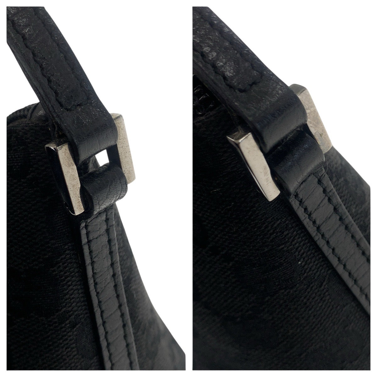 20879
GUCCI グッチ ブラック 黒 シルバー金具 GGキャンバス / レザー 07198 ハンドバッグ アクセサリーポーチ レディース A37