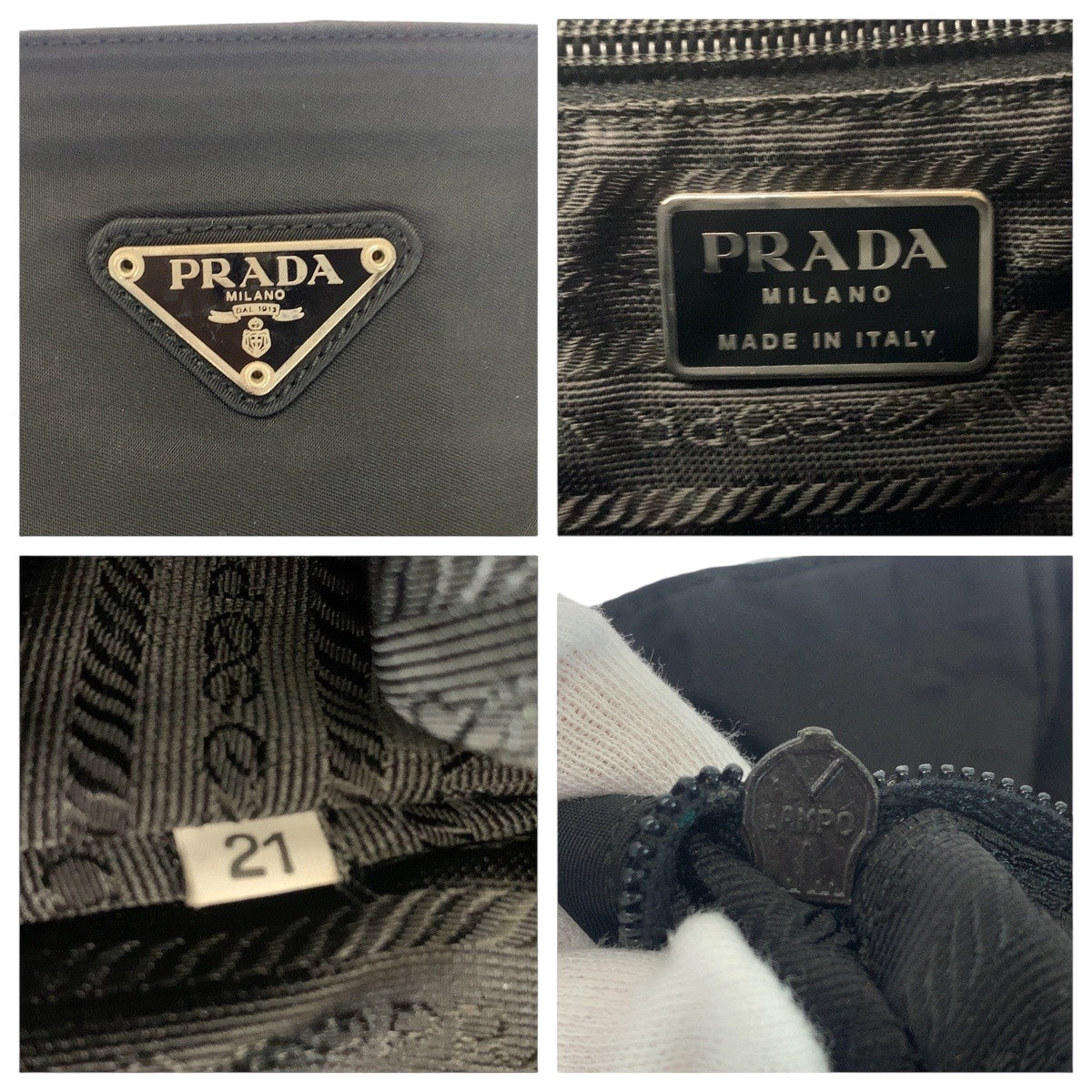 20881
PRADA プラダ テスート 三角ロゴプレート ブラック 黒 シルバー金具 ナイロン トートバッグ ショルダーバッグ レディース ABP35
