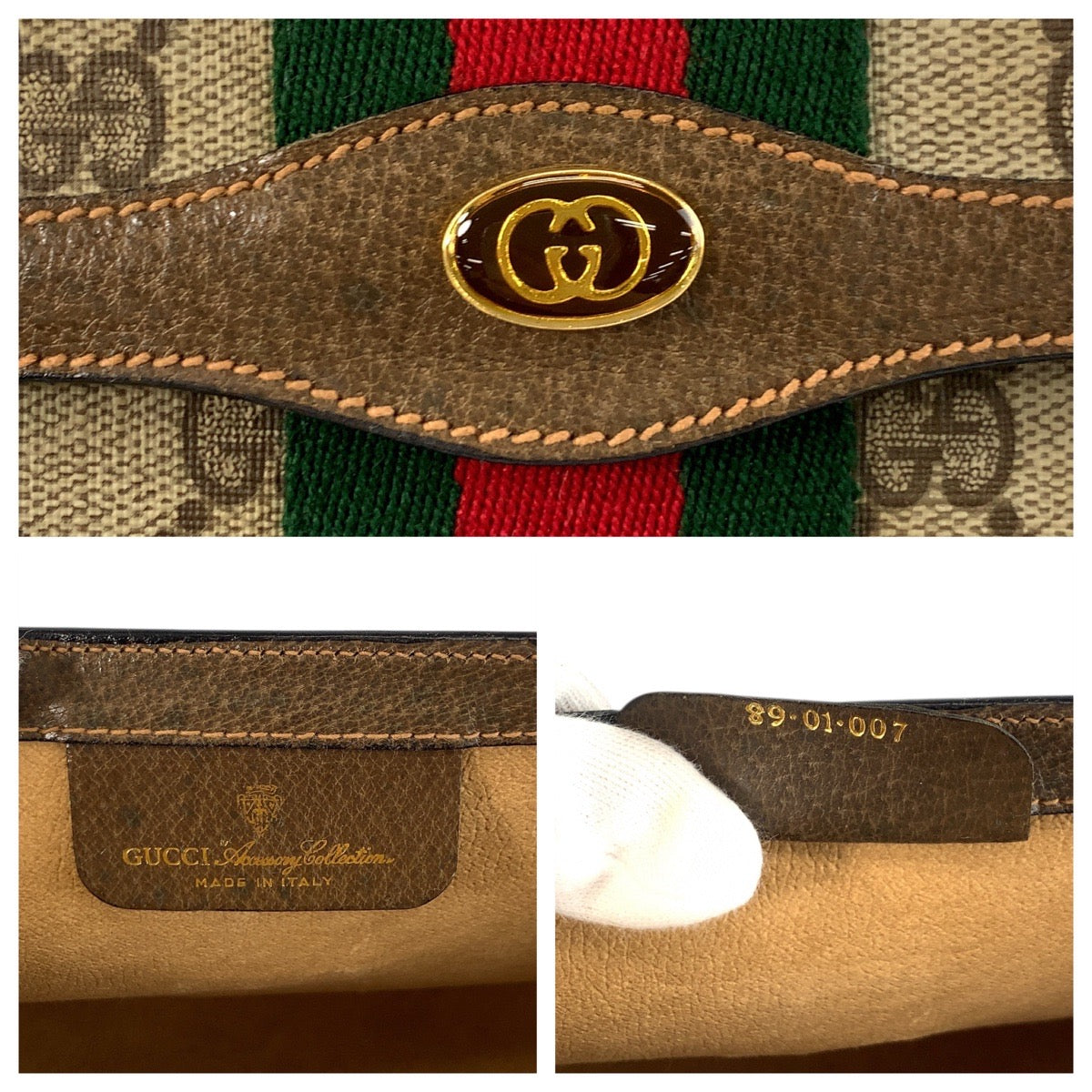 20884
GUCCI グッチ ヴィンテージ シェリーライン ベージュ ゴールド金具 GGスプリームキャンバス / レザー 89 01 007 クラッチバッグ セカンドバッグ メンズ ABP21