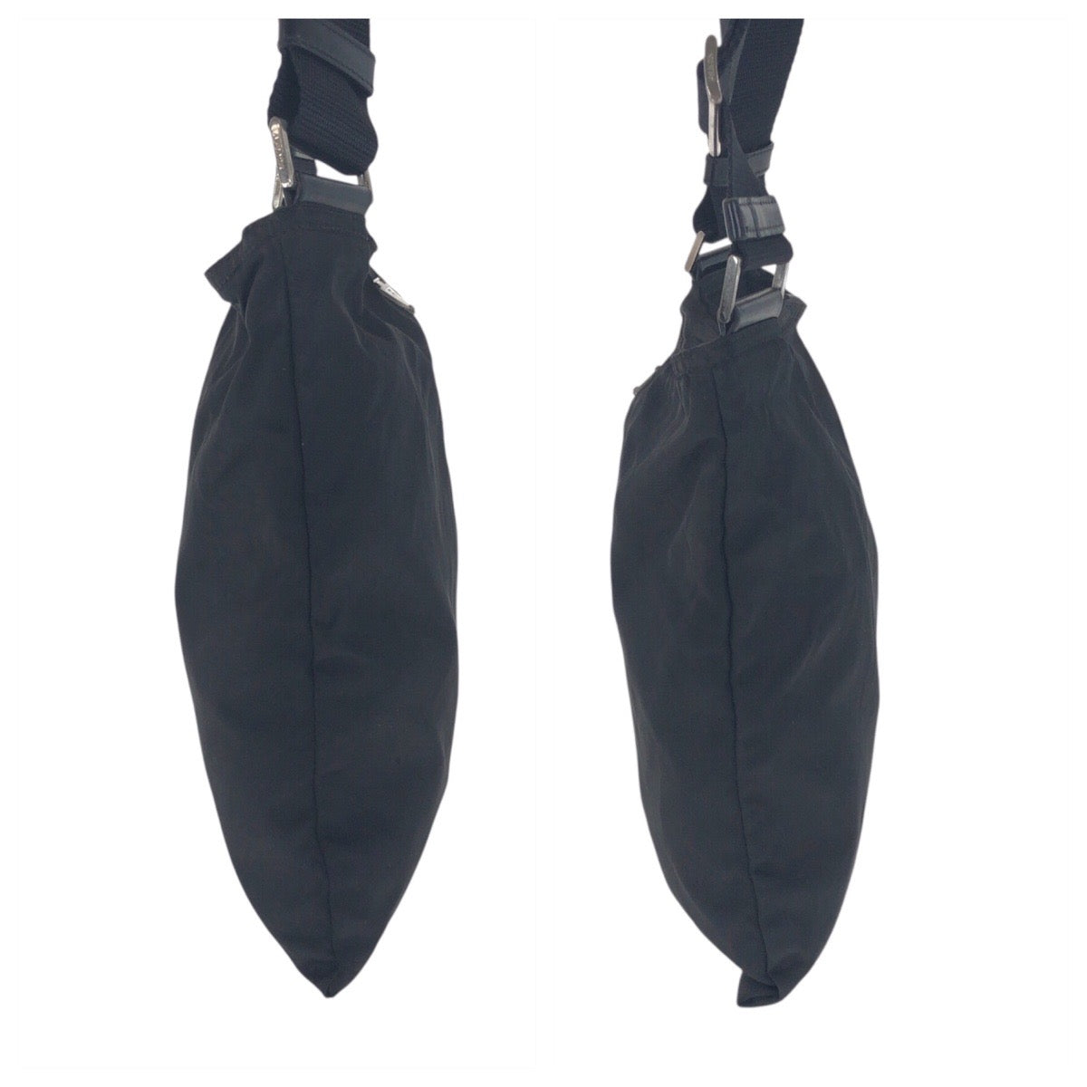 20885
PRADA プラダ テスート 三角ロゴプレート ブラック 黒 シルバー金具 ナイロン ショルダーバッグ ポシェット レディース AB35