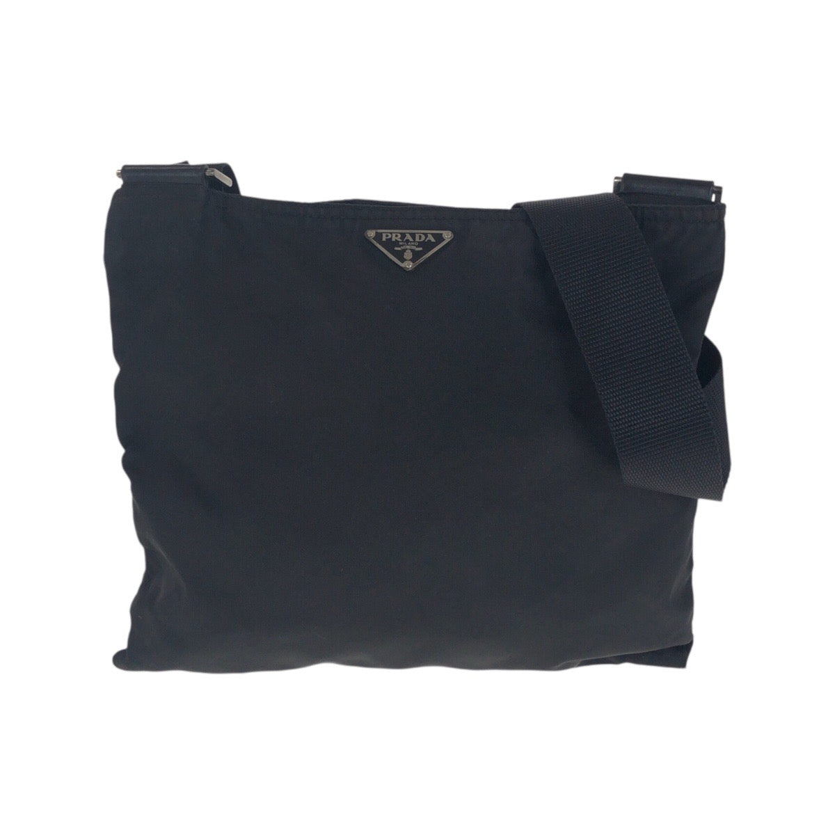 20885
PRADA プラダ テスート 三角ロゴプレート ブラック 黒 シルバー金具 ナイロン ショルダーバッグ ポシェット レディース AB35