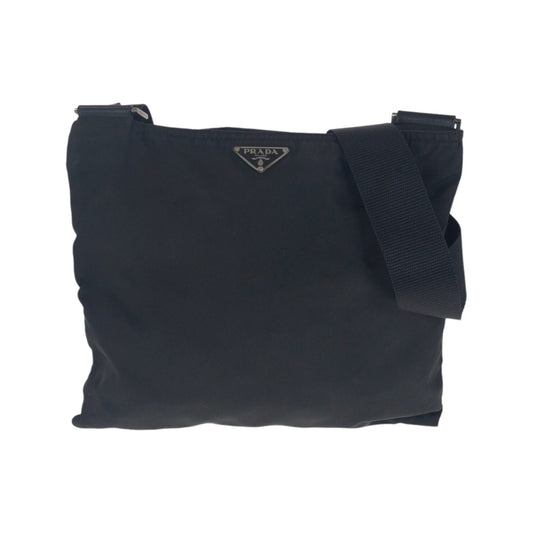 20885
PRADA プラダ テスート 三角ロゴプレート ブラック 黒 シルバー金具 ナイロン ショルダーバッグ ポシェット レディース AB35
