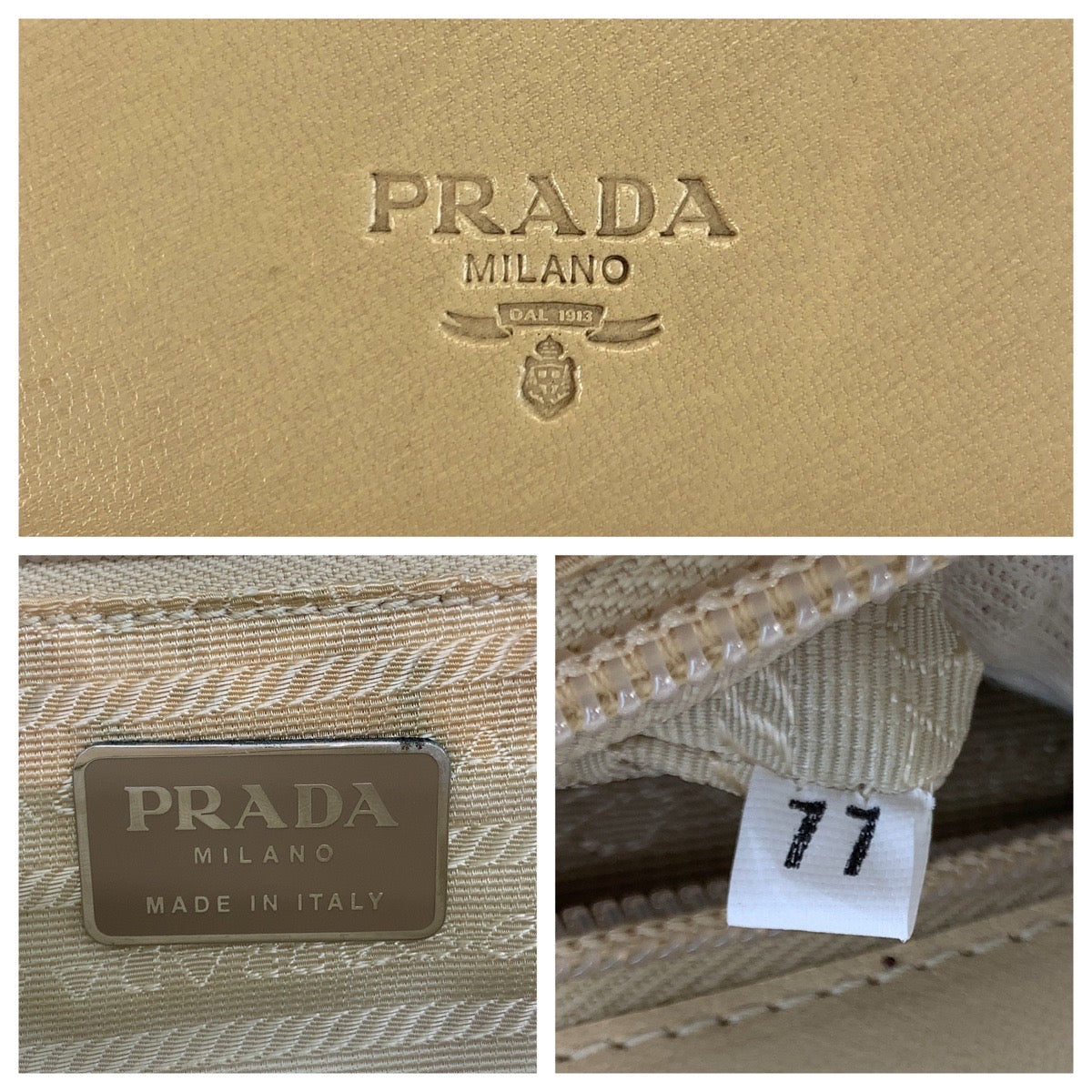 20886
PRADA プラダ ロゴ ベージュ レザー / プラスチック 77 ショルダーバッグ レディース ABP32