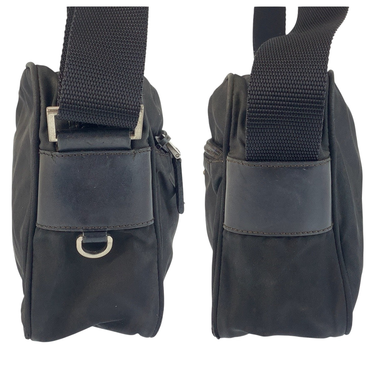 20894
PRADA プラダ テスート 三角ロゴプレート ブラック 黒 シルバー金具 ナイロン / レザー ショルダーバッグ ポシェット レディース AB23