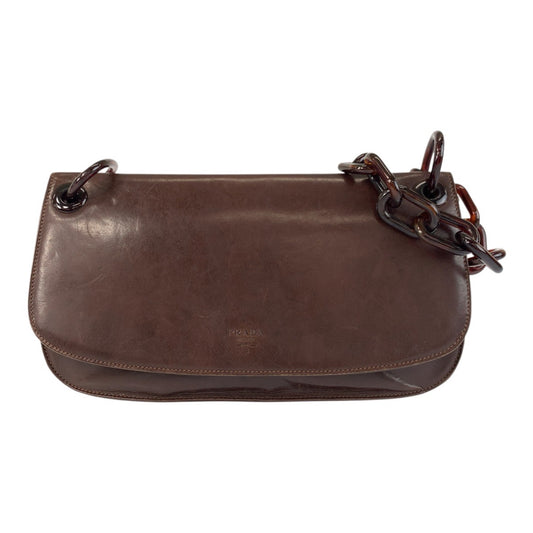 20896
PRADA プラダ ロゴ ブラウン レザー / プラスチック ショルダーバッグ レディース ABP35