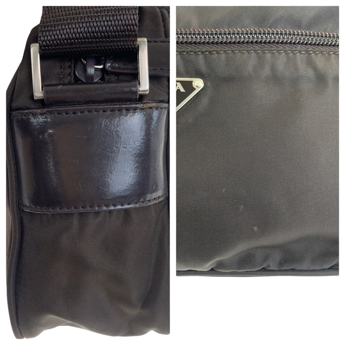 20899
PRADA プラダ テスート 三角ロゴプレート ブラウン シルバー金具 ナイロン / レザー ショルダーバッグ ポシェット レディース ABP42