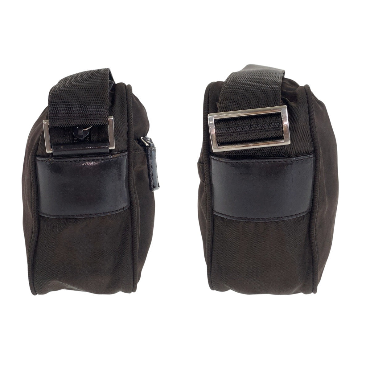 20899
PRADA プラダ テスート 三角ロゴプレート ブラウン シルバー金具 ナイロン / レザー ショルダーバッグ ポシェット レディース ABP42