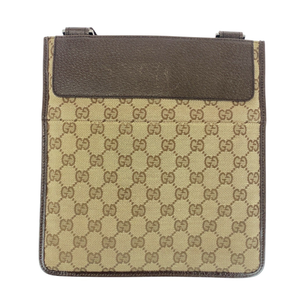 20900
GUCCI グッチ ブラウン ベージュ シルバー金具 GGキャンバス / レザー 27639 ショルダーバッグ ポシェット レディース A46