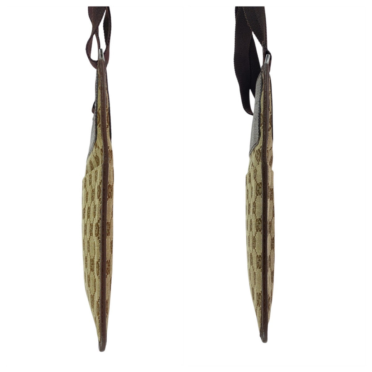 20900
GUCCI グッチ ブラウン ベージュ シルバー金具 GGキャンバス / レザー 27639 ショルダーバッグ ポシェット レディース A46