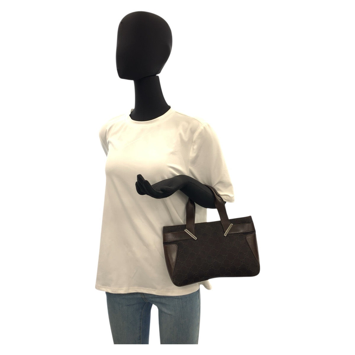 20905
GUCCI グッチ ブラウン シルバー金具 GGキャンバス / レザー 73984 ハンドバッグ ミニトートバッグ レディース AB35