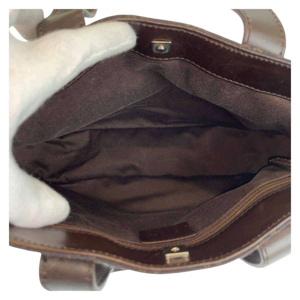 20905
GUCCI グッチ ブラウン シルバー金具 GGキャンバス / レザー 73984 ハンドバッグ ミニトートバッグ レディース AB35