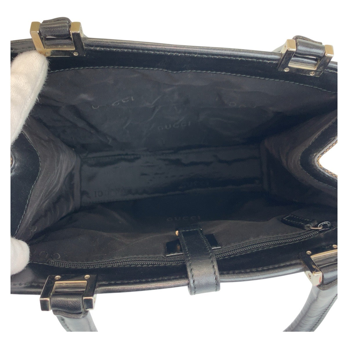 20906
GUCCI グッチ ジャッキー ブラウン ブラック 黒 シルバー金具 GGキャンバス / レザー 002 1065 ハンドバッグ レディース ABP37