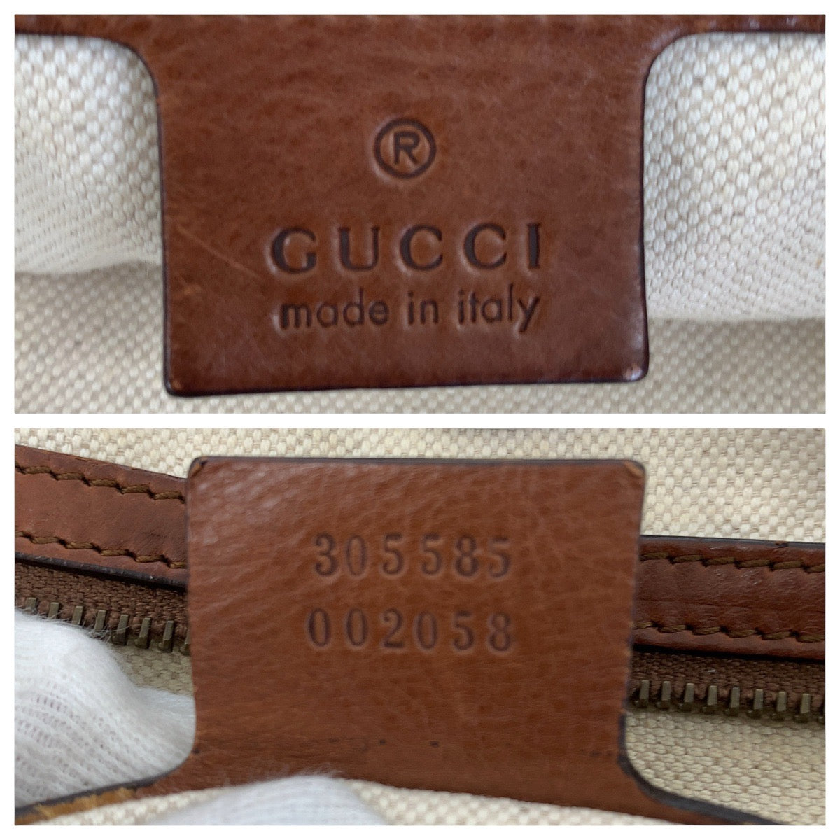 20908
GUCCI グッチ ベージュ ブラウン ゴールド金具 GGキャンバス / レザー 305585 トートバッグ ショルダーバッグ レディース AB35