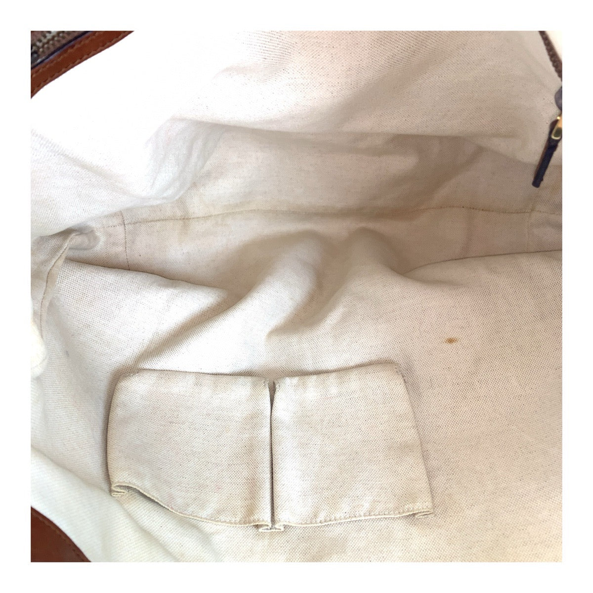 20908
GUCCI グッチ ベージュ ブラウン ゴールド金具 GGキャンバス / レザー 305585 トートバッグ ショルダーバッグ レディース AB35