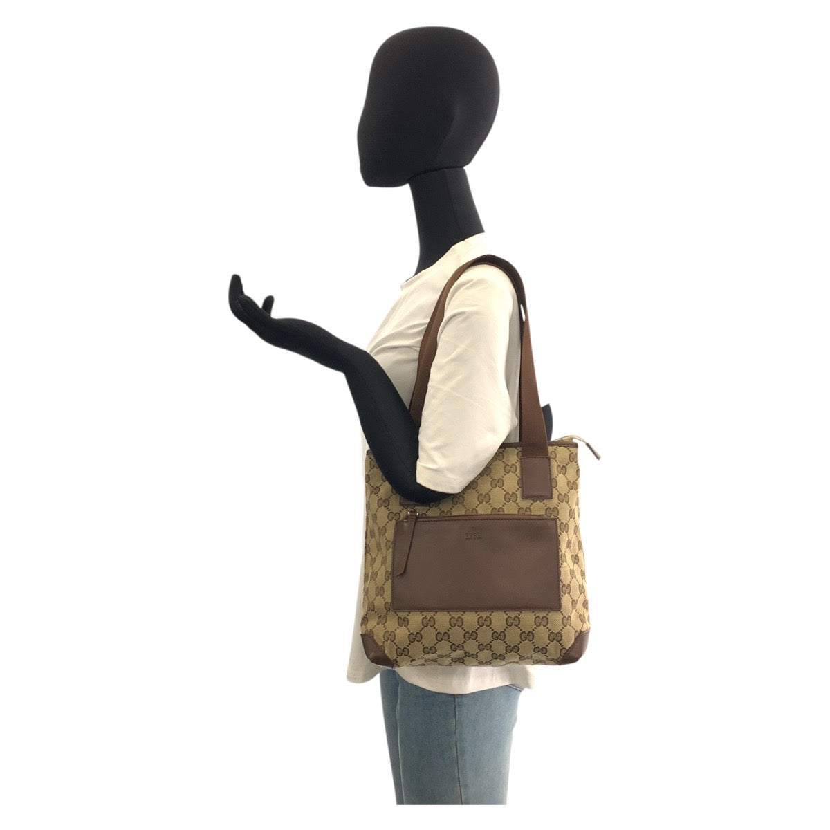 20909
GUCCI グッチ ベージュ ブラウン シルバー金具 GGキャンバス / レザー 019 0402 トートバッグ ショルダーバッグ レディース ABP37