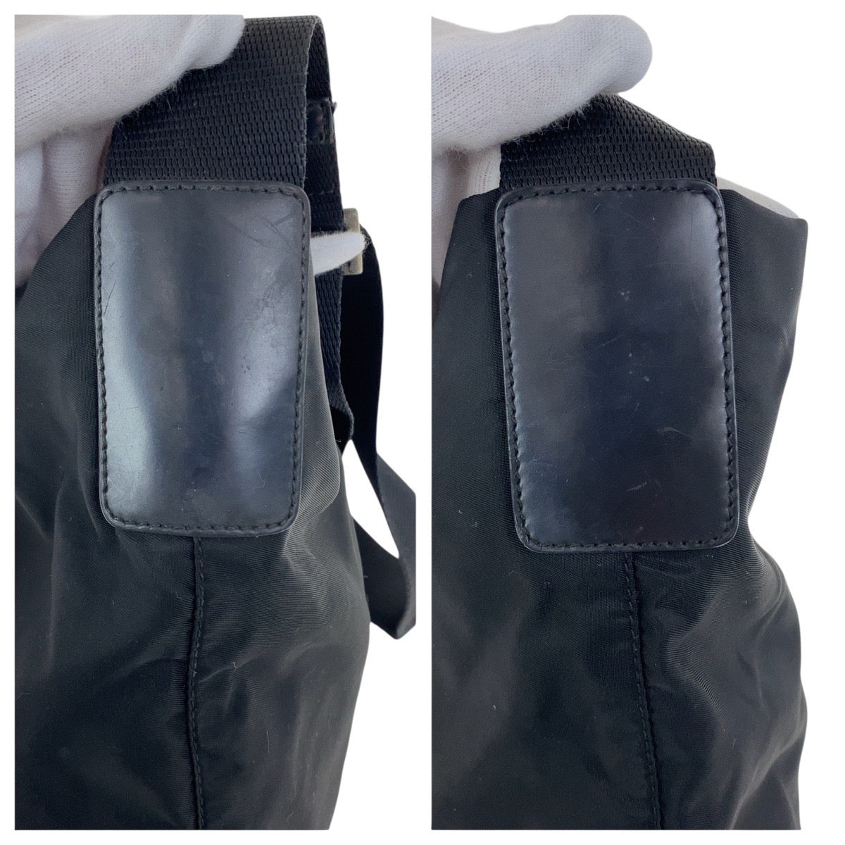 20911
PRADA プラダ テスート 三角ロゴプレート ブラック 黒 シルバー金具 ナイロン / レザー ショルダーバッグ レディース AB30