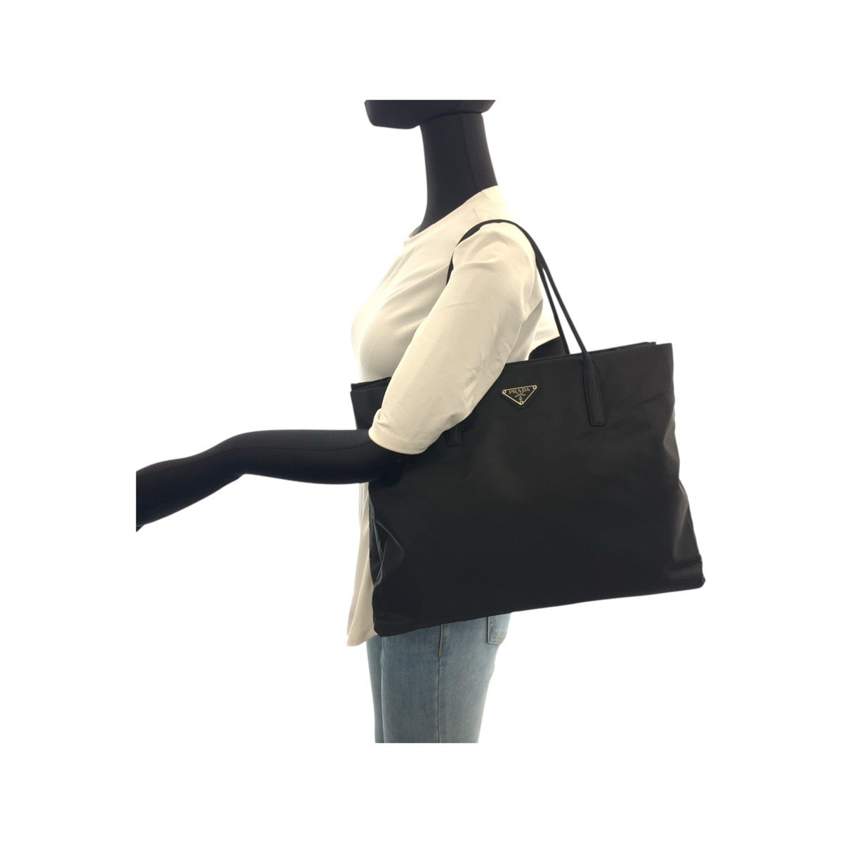 20913
PRADA プラダ テスート 三角ロゴプレート ブラック 黒 シルバー金具 ナイロン トートバッグ ショルダーバッグ レディース A42