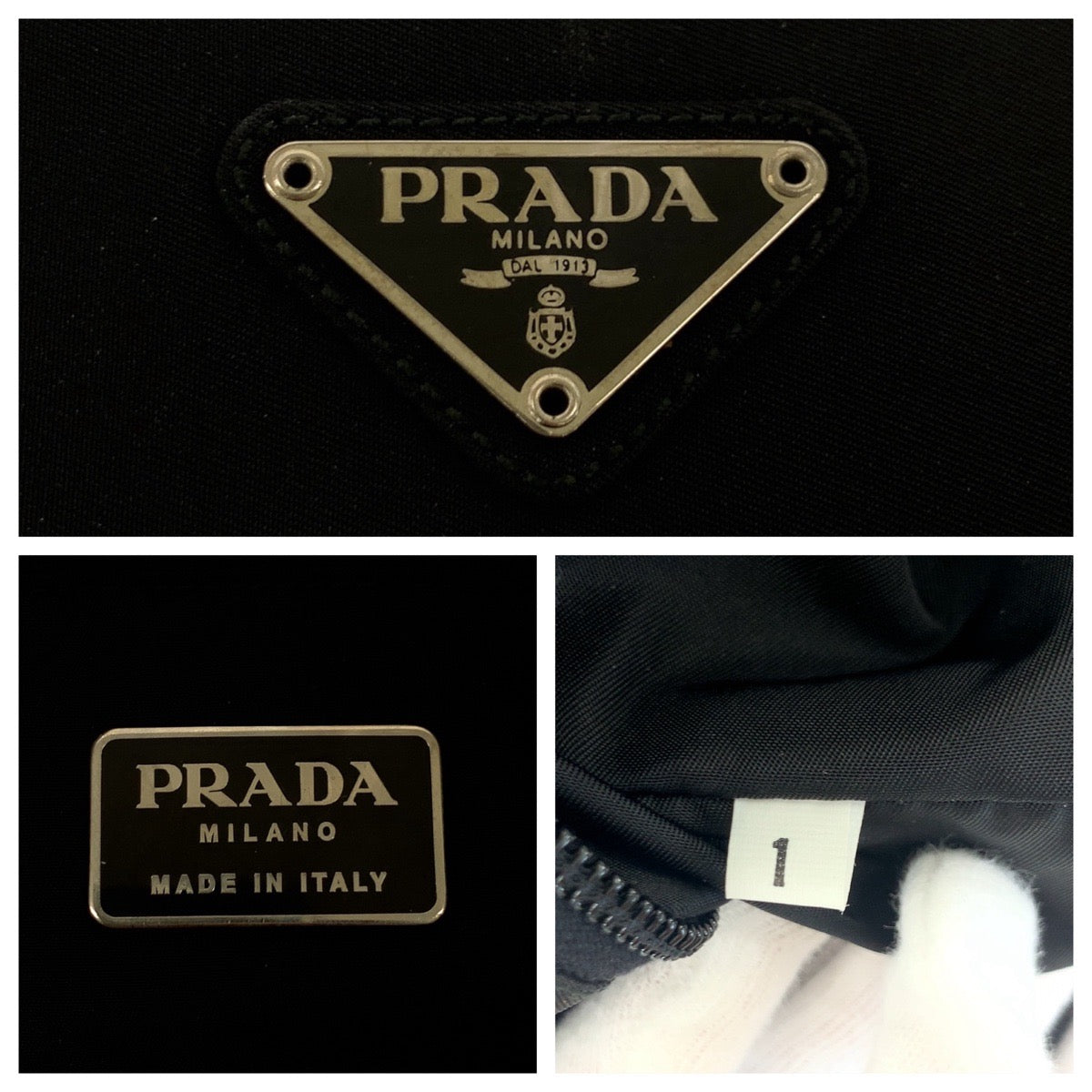 20913
PRADA プラダ テスート 三角ロゴプレート ブラック 黒 シルバー金具 ナイロン トートバッグ ショルダーバッグ レディース A42