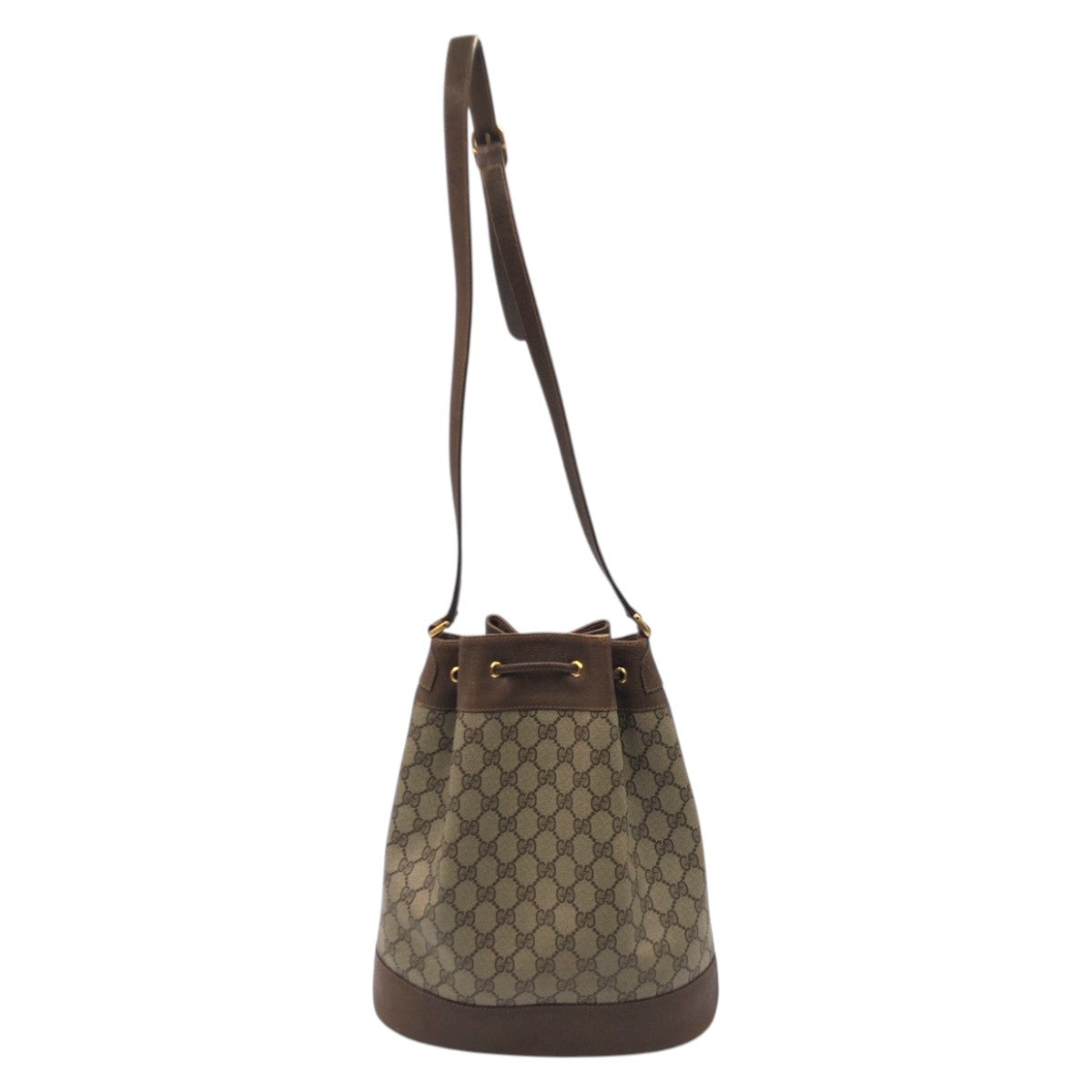 20914
GUCCI グッチ ヴィンテージ オールドグッチ シェリーライン GG ブラウン PVC 41.02 巾着 ショルダーバッグ レディース AB42