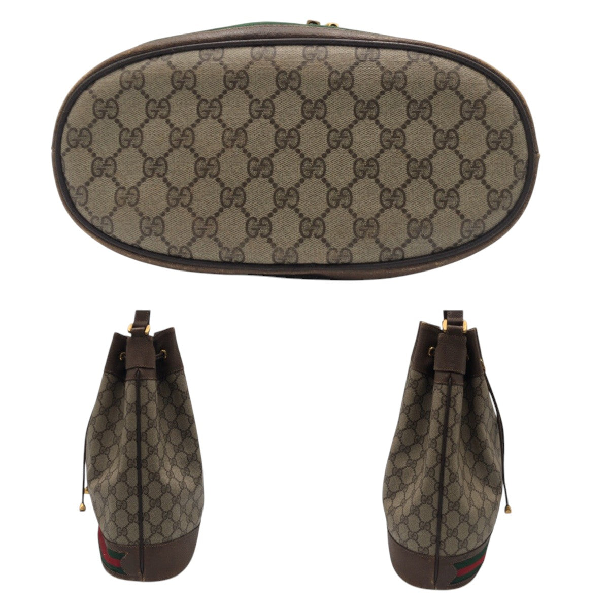 20914
GUCCI グッチ ヴィンテージ オールドグッチ シェリーライン GG ブラウン PVC 41.02 巾着 ショルダーバッグ レディース AB42