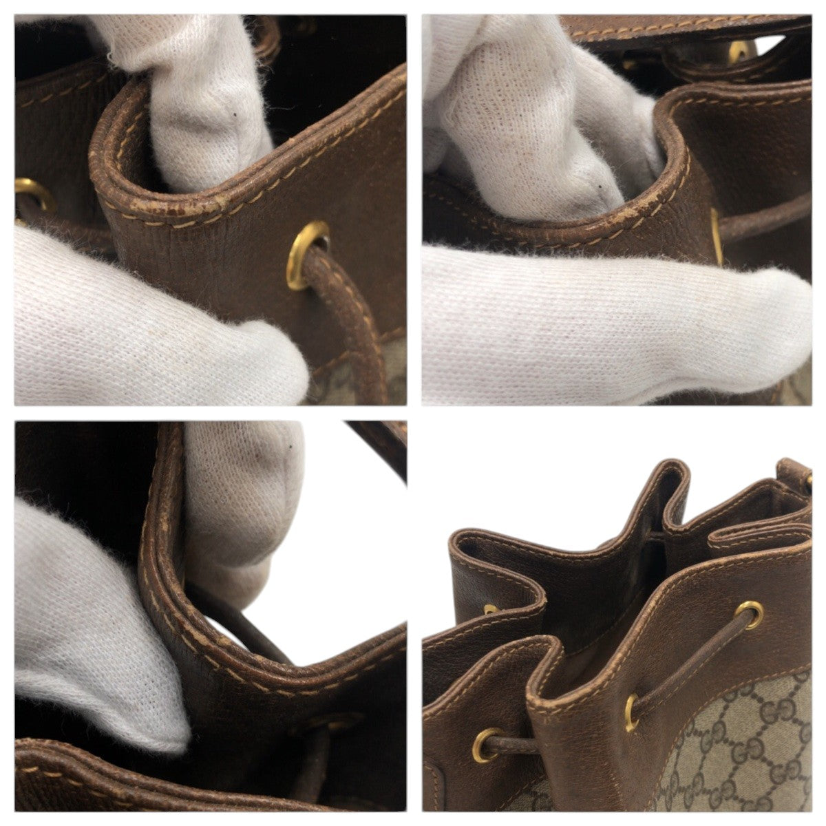 20914
GUCCI グッチ ヴィンテージ オールドグッチ シェリーライン GG ブラウン PVC 41.02 巾着 ショルダーバッグ レディース AB42