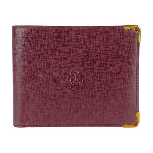 20916
CARTIER カルティエ マストライン ワインレッド ボルドー ゴールド金具 レザー 札入れ 折財布 コンパクトウォレット レディース A21