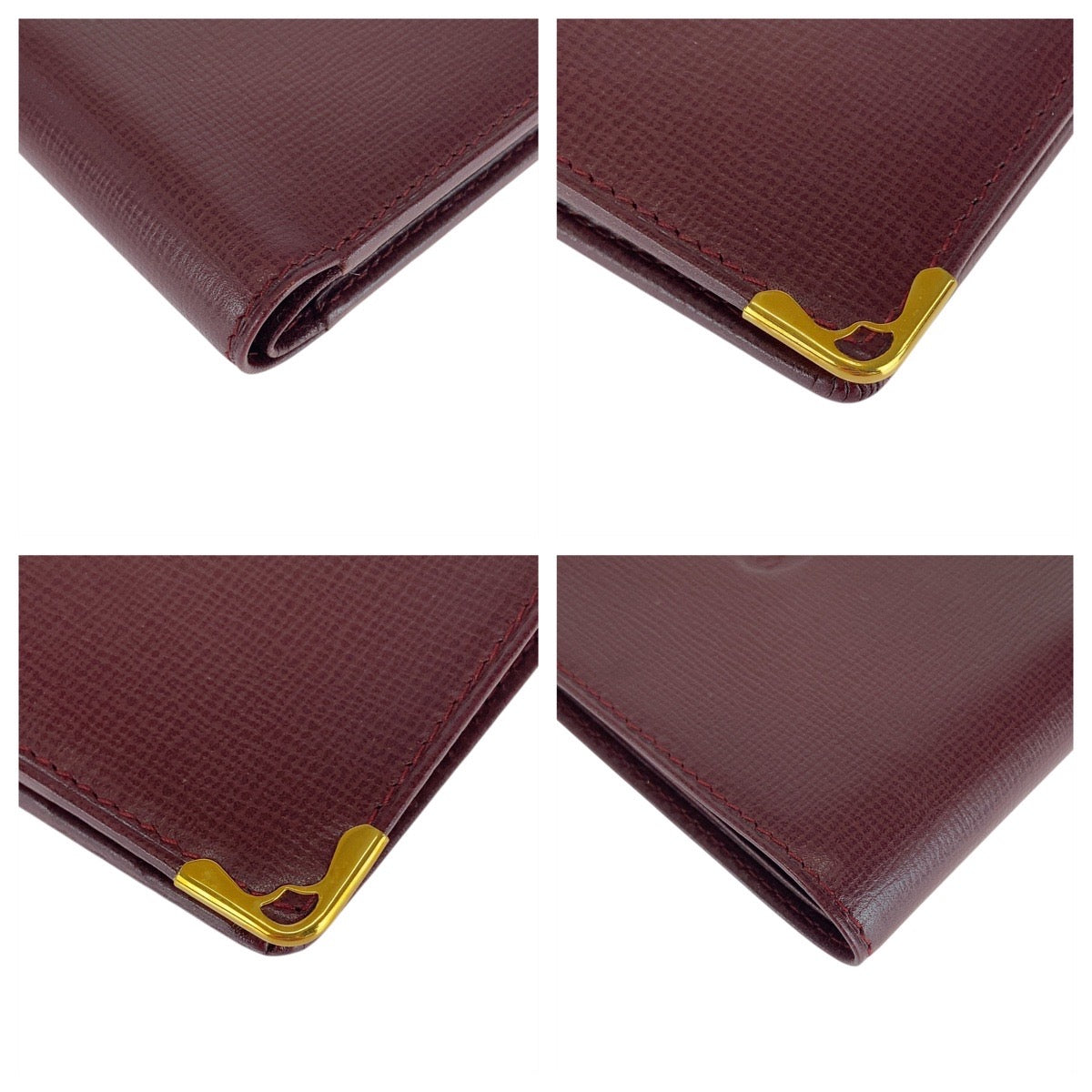 20916
CARTIER カルティエ マストライン ワインレッド ボルドー ゴールド金具 レザー 札入れ 折財布 コンパクトウォレット レディース A21