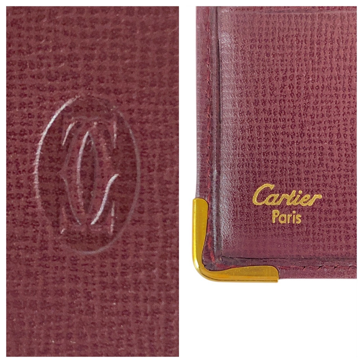20916
CARTIER カルティエ マストライン ワインレッド ボルドー ゴールド金具 レザー 札入れ 折財布 コンパクトウォレット レディース A21