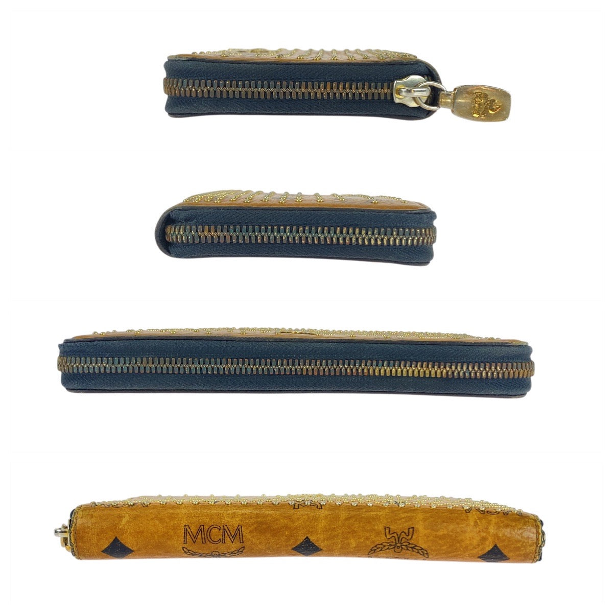 20917
MCM エム シー エム ヴィセトス スタッズ ブラウン キャメル ゴールド金具 レザー 10151306 長財布 ロングウォレット メンズ AB11