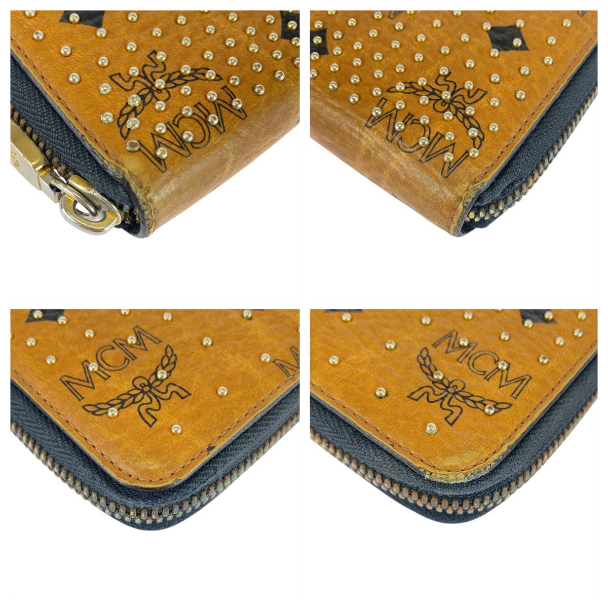 20917
MCM エム シー エム ヴィセトス スタッズ ブラウン キャメル ゴールド金具 レザー 10151306 長財布 ロングウォレット メンズ AB11