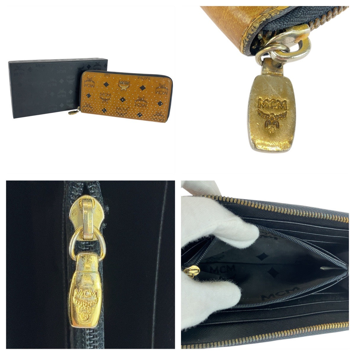 20917
MCM エム シー エム ヴィセトス スタッズ ブラウン キャメル ゴールド金具 レザー 10151306 長財布 ロングウォレット メンズ AB11