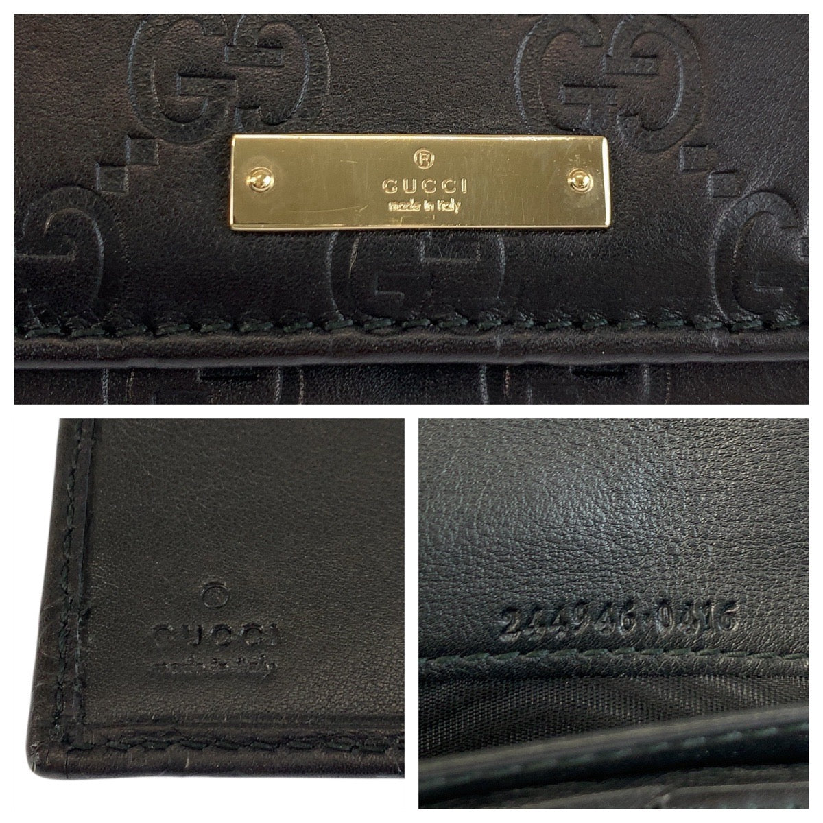 20918
GUCCI グッチ グッチシマ ブラック 黒 ゴールド金具 レザー 244946 長財布 ロングウォレット レディース A28