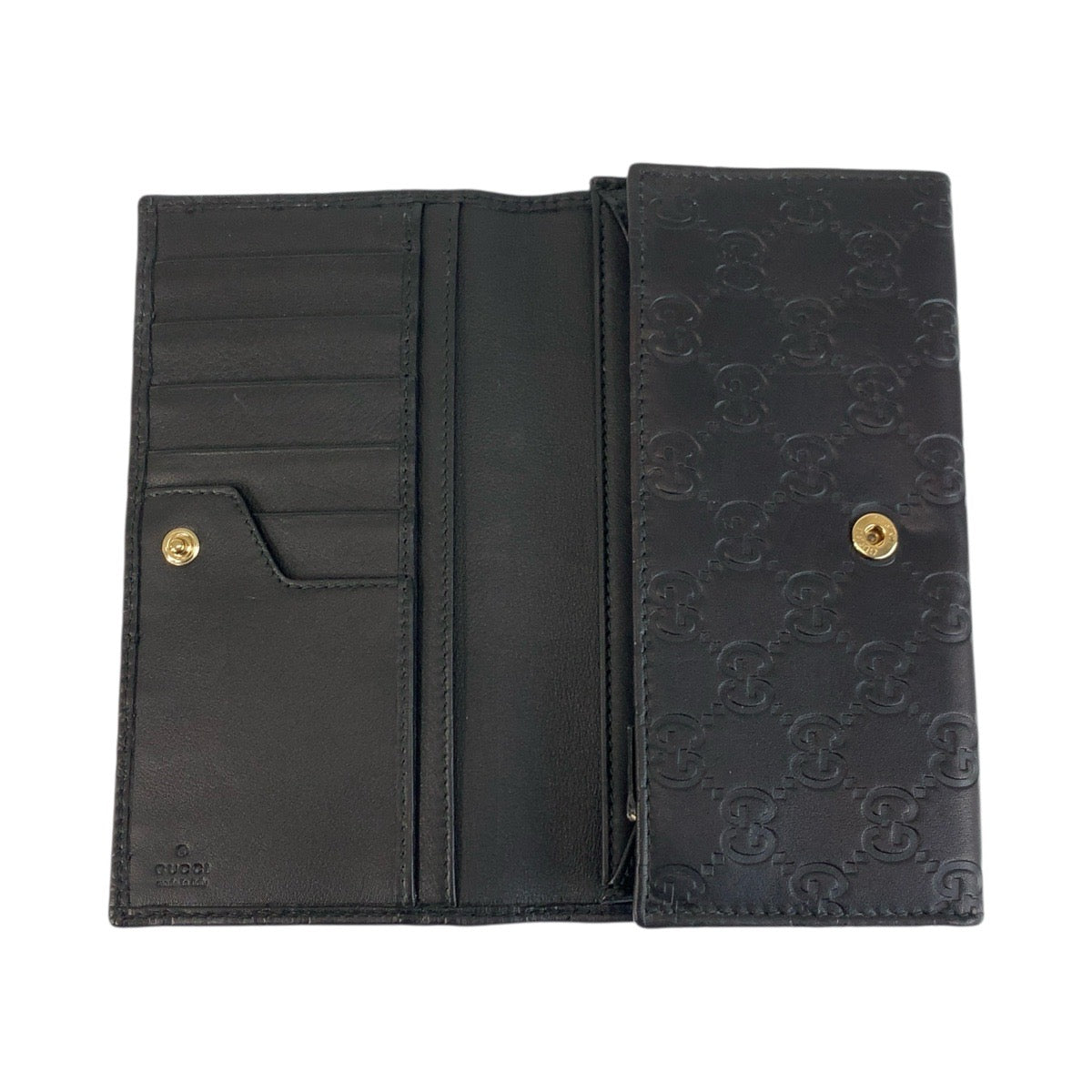 20918
GUCCI グッチ グッチシマ ブラック 黒 ゴールド金具 レザー 244946 長財布 ロングウォレット レディース A28