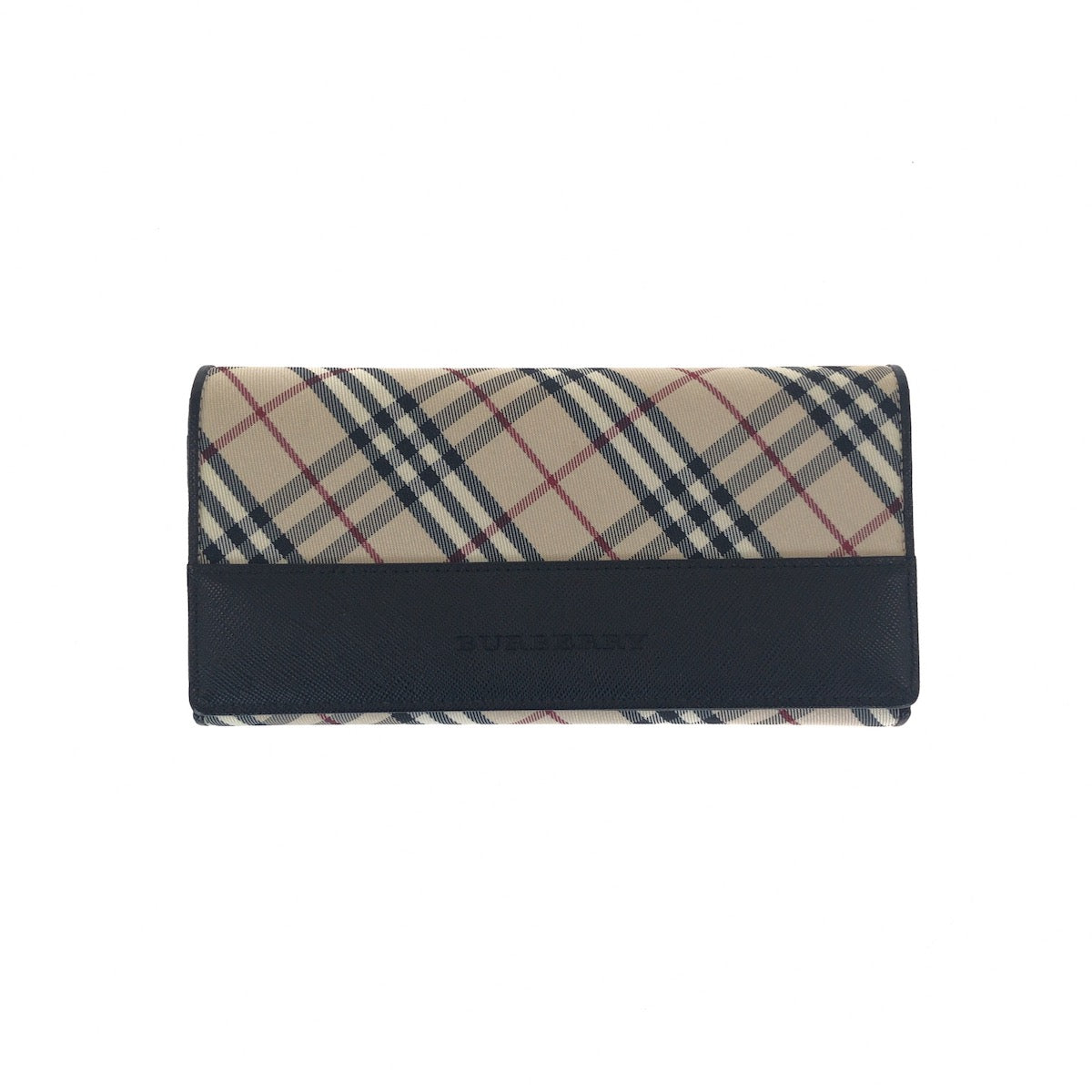 20919
BURBERRY バーバリー チェック柄 ベージュ ブラック シルバー金具 キャンバス / レザー 長財布 ロングウォレット レディース A21