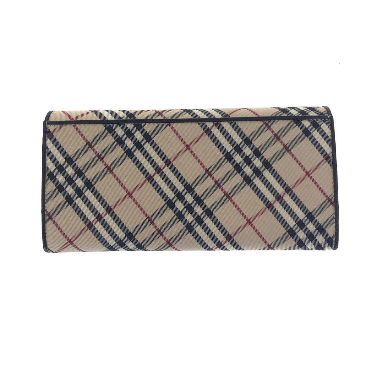 20919
BURBERRY バーバリー チェック柄 ベージュ ブラック シルバー金具 キャンバス / レザー 長財布 ロングウォレット レディース A21
